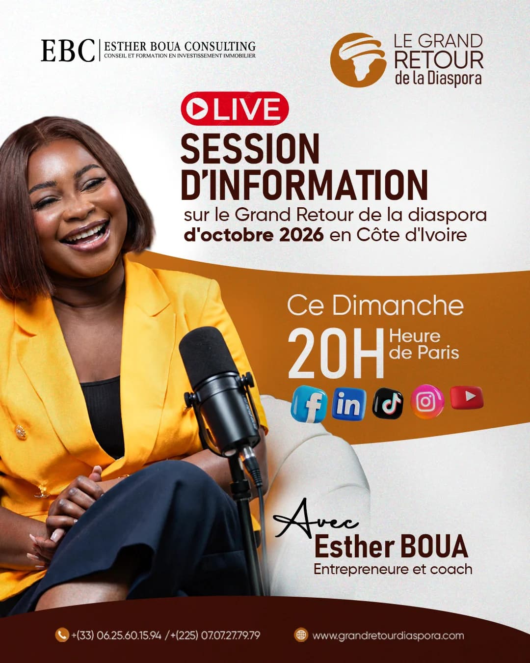 Esther Boua présente la session gratuite Le Grand Retour de la Diaspora